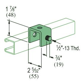 Unistrut P1320 GR Bracket with 1/2"-13 x 3/4" Stud - P1320-GR (Options: Perma Green? III)