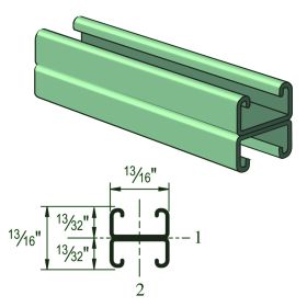  Unistrut P7001 Double Channel, 19 Ga, 10 FT, Green - P7001-10GR (Options: Perma Green? III, 10 Feet)