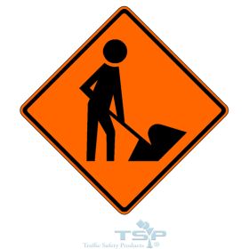 36" Vinyl Falsher-Style Roll-Up Sign, Non-Reflective WORKERS SYMBOL - 36V-FLASH-W21-1A
