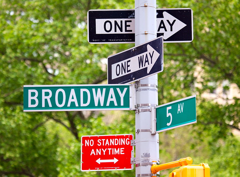 Assorted Pole Sign Brackets in use on New York City Roadway