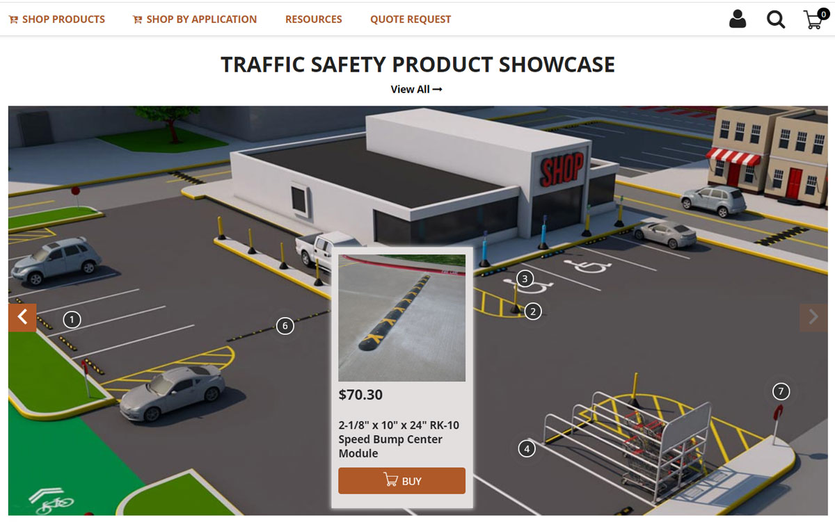 Rubberform Parking Lot Safety Products Distributed by Traffic Safety Products